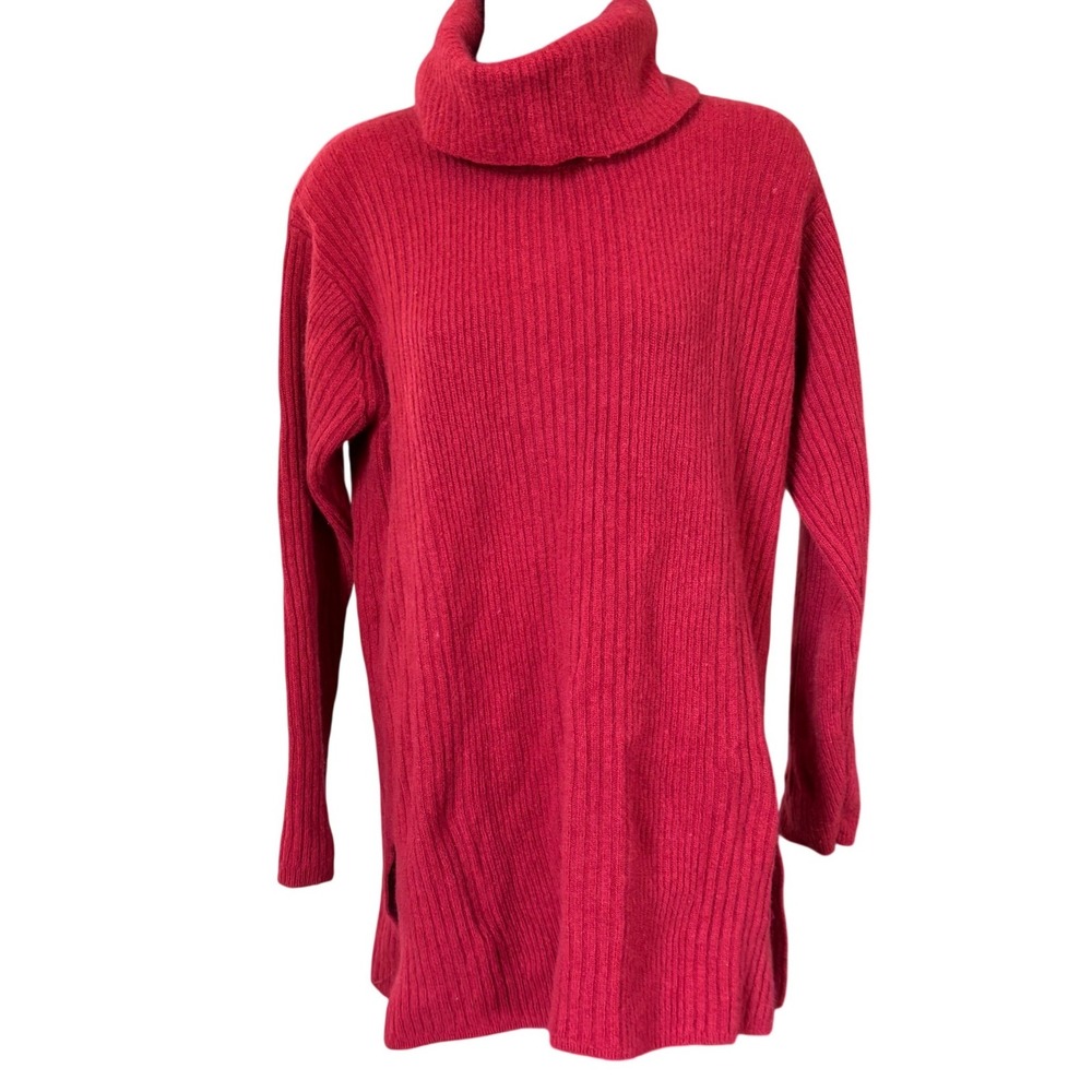 Vtg 90s Wainscott Lambswool Angora Oversized Turtleneck Sweater Sz M‎ Red